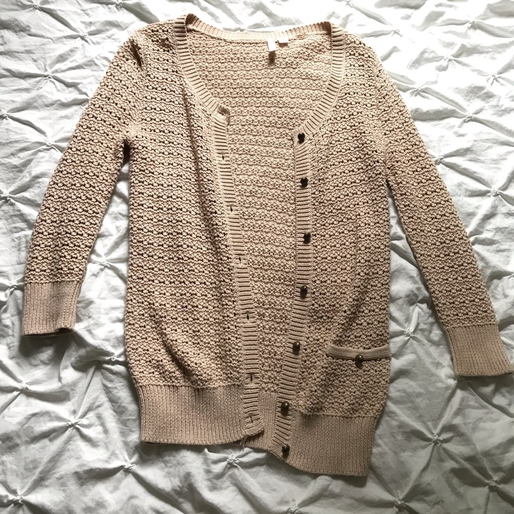 3/4 sleeve tan cardigan
